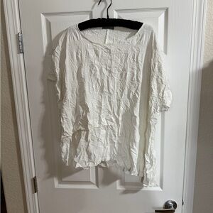 Chalet Crinkled Ivory short Sleeve Top